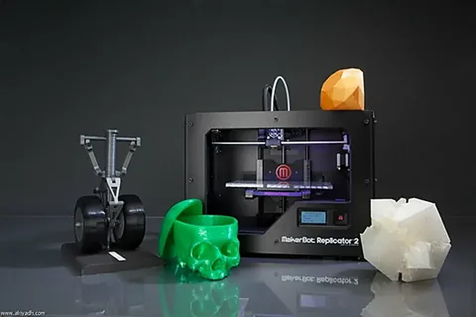 Industrial 3D printer with finished parts